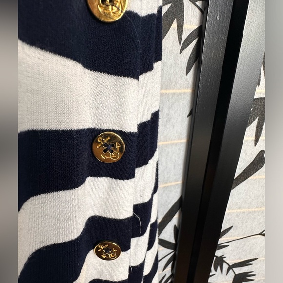 Ralph Lauren Navy White Nautical Stripes Sleeveless Dress with Gold Tone Buttons - Picture 6 of 9